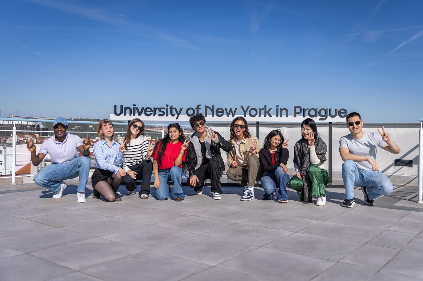 International students at the University of New York in Prague during a study abroad experience in Prague