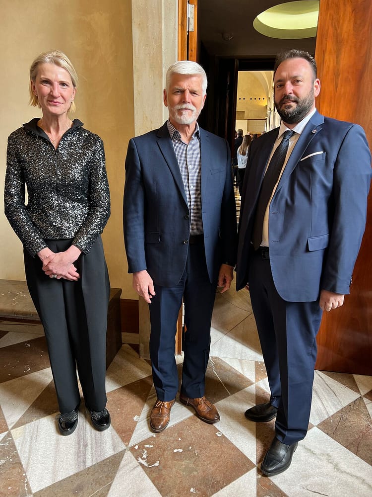Sotiris Foutsis and Eva Anderova attend a ceremony at the Prague Castle and meet the Czech President